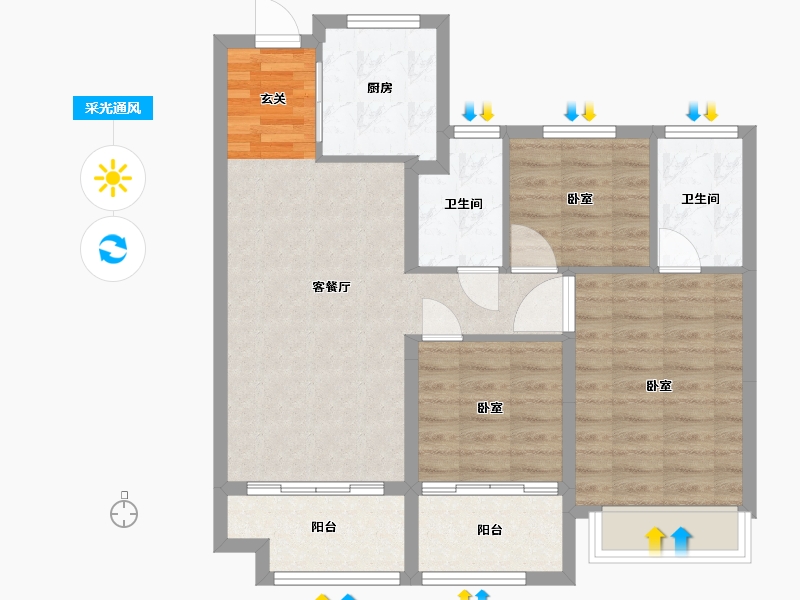 浙江省-嘉兴市-汇景悦湖-78.18-户型库-采光通风