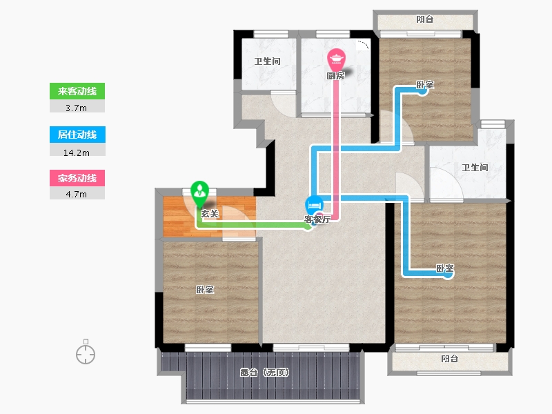 江苏省-苏州市-文锦云庭-88.00-户型库-动静线