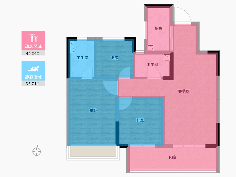 浙江省-嘉兴市-金地碧桂园风华四海-76.16-户型库-动静分区