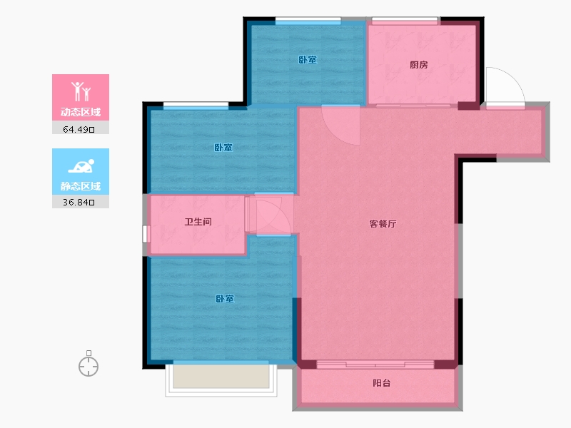 宁夏回族自治区-银川市-恒大城市小镇･珺睿府-93.00-户型库-动静分区