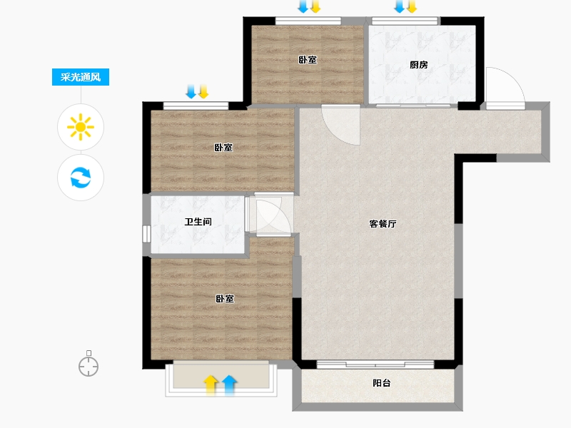 宁夏回族自治区-银川市-恒大城市小镇･珺睿府-93.00-户型库-采光通风