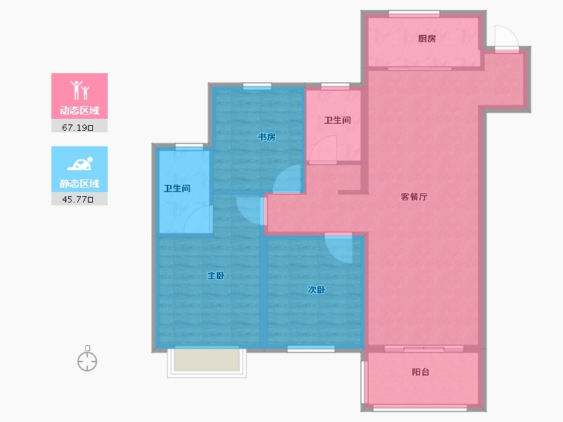 江苏省-徐州市-睢宁东城名郡-102.01-户型库-动静分区