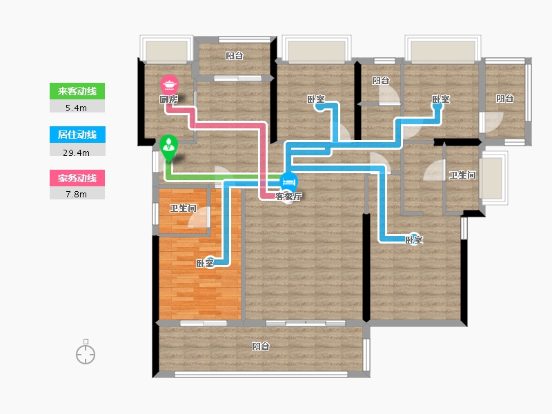 浙江省-杭州市-杭州湾世纪城-124.51-户型库-动静线