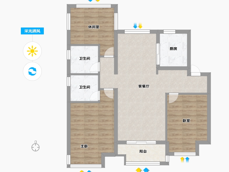 江苏省-苏州市-中海·寰湖时代-76.79-户型库-采光通风