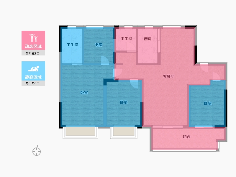 浙江省-宁波市-新力·帝泊湾-100.56-户型库-动静分区