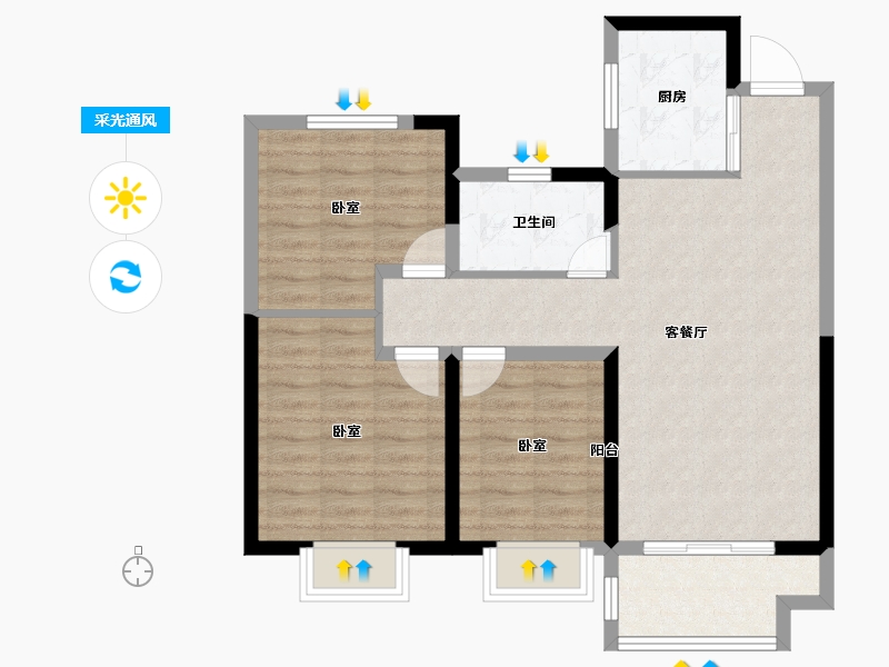 安徽省-淮南市-三巽·文华东郡-78.00-户型库-采光通风