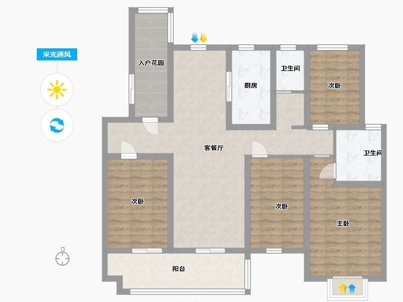 江苏省-淮安市-盱眙御景星城-107.99-户型库-采光通风