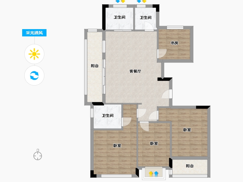 浙江省-宁波市-荣安·涌清府-97.99-户型库-采光通风