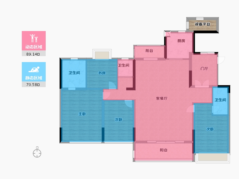 江苏省-南通市-碧桂园桃李江山-148.00-户型库-动静分区