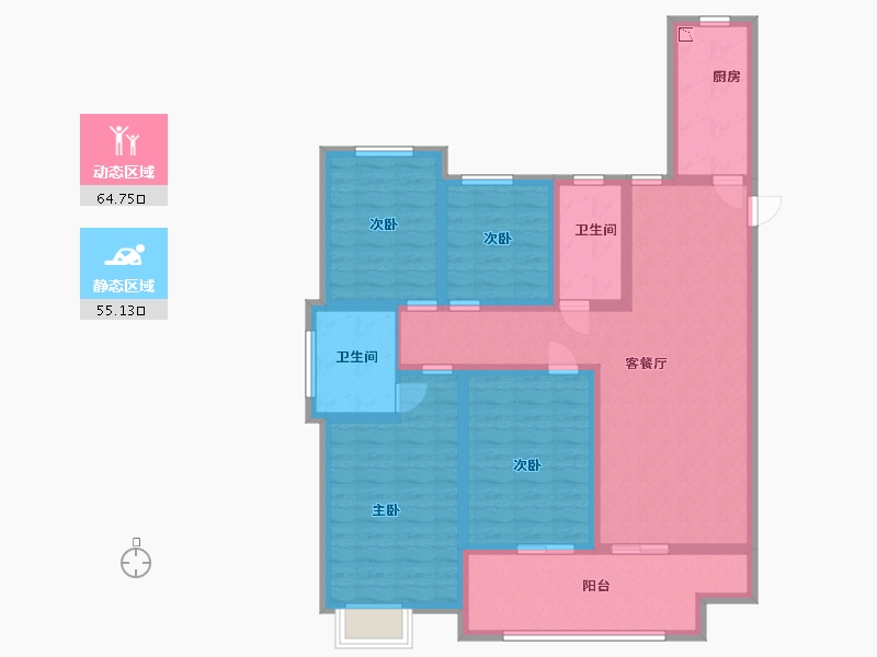 江苏省-淮安市-盱眙御景星城-105.60-户型库-动静分区