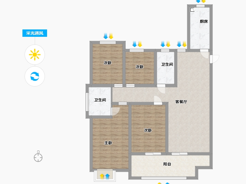 江苏省-淮安市-盱眙御景星城-105.60-户型库-采光通风