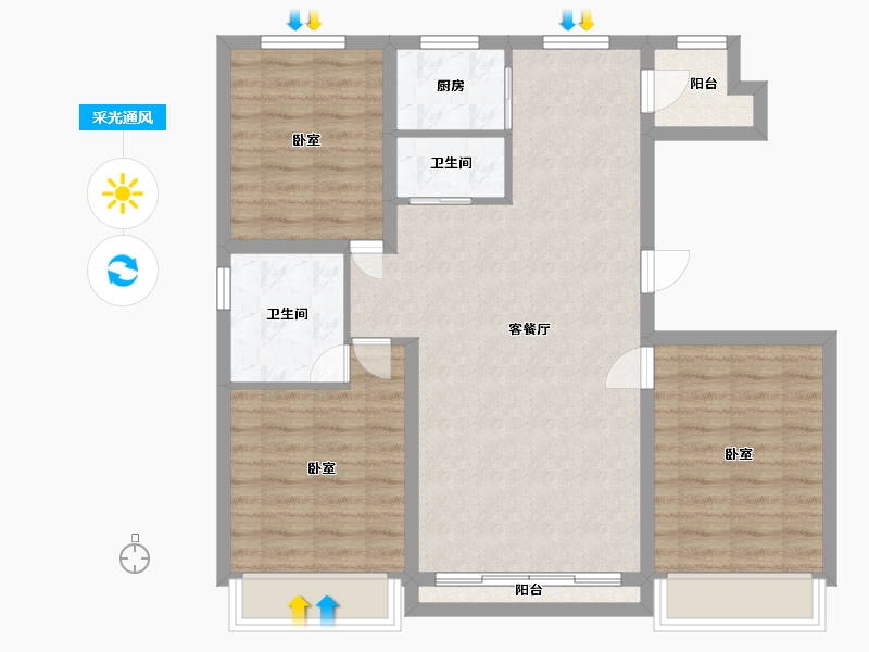 宁夏回族自治区-银川市-东湖金岸-90.10-户型库-采光通风