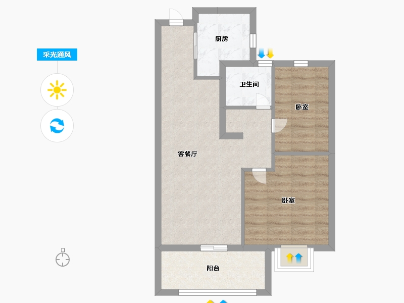 浙江省-嘉兴市-雅居乐悦景庄春风渡-57.99-户型库-采光通风