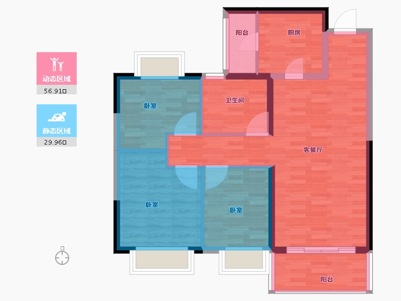 安徽省-亳州市-亳州恒大·时代御景-78.00-户型库-动静分区