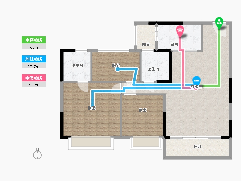 宁夏回族自治区-银川市-恒大城市小镇･珺睿府-107.00-户型库-动静线