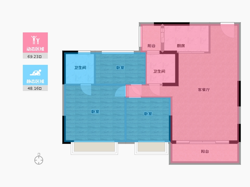 宁夏回族自治区-银川市-恒大城市小镇･珺睿府-107.00-户型库-动静分区