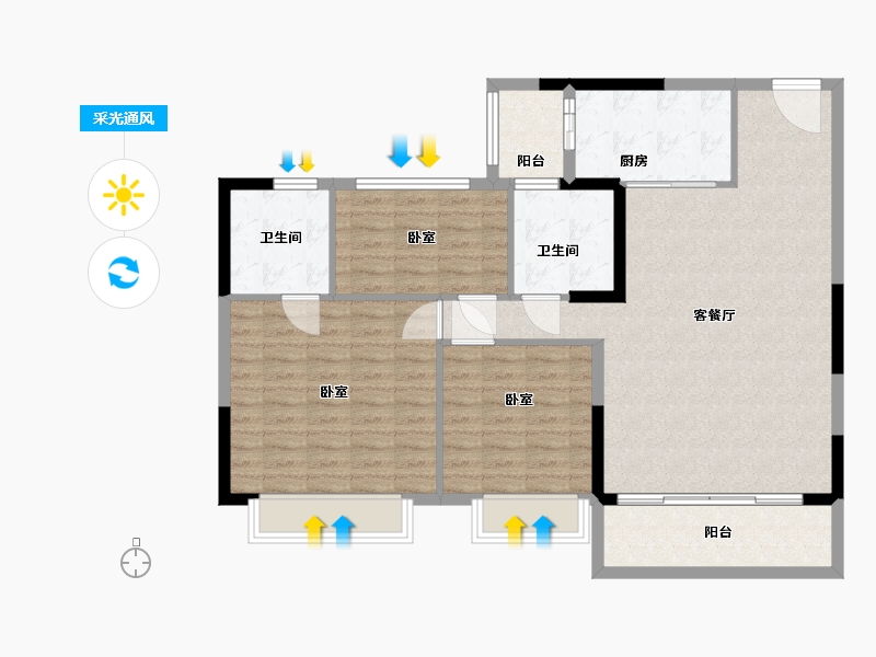 宁夏回族自治区-银川市-恒大城市小镇･珺睿府-107.00-户型库-采光通风