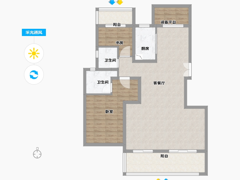 安徽省-合肥市-城建琥珀东华府-98.00-户型库-采光通风