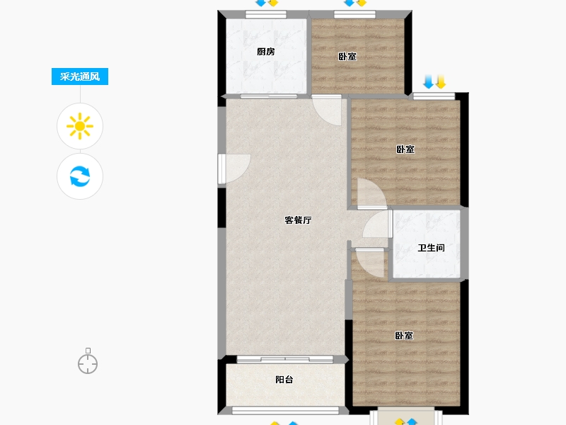 宁夏回族自治区-银川市-恒大城市小镇･珺睿府-86.00-户型库-采光通风