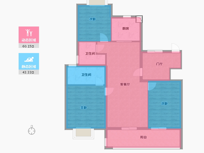 江苏省-南通市-融创·时代中心-93.00-户型库-动静分区