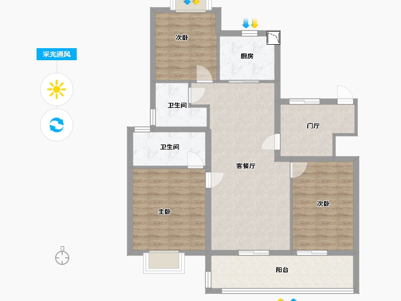 江苏省-南通市-融创·时代中心-93.00-户型库-采光通风