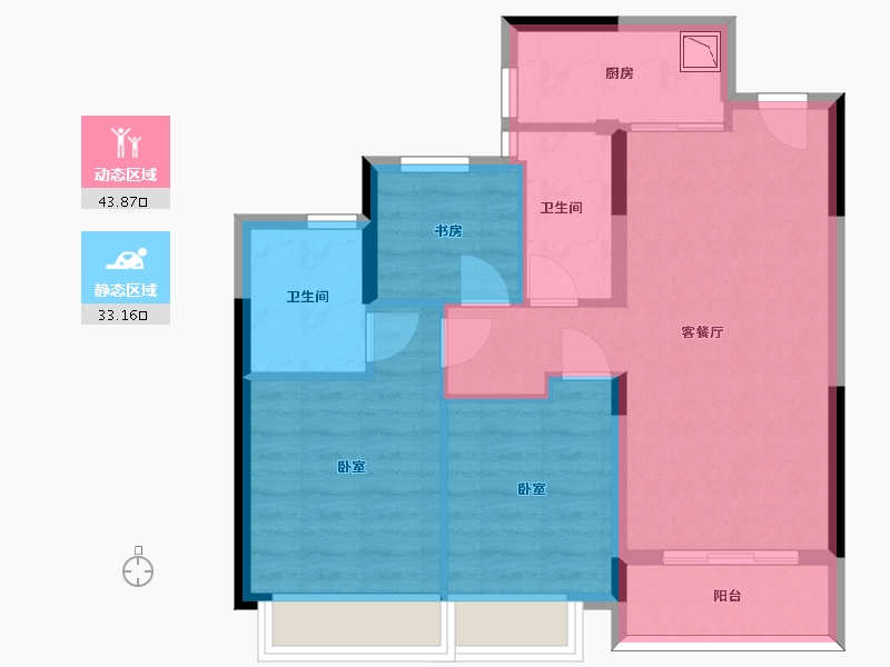 浙江省-杭州市-禹洲宋都望林府-68.31-户型库-动静分区