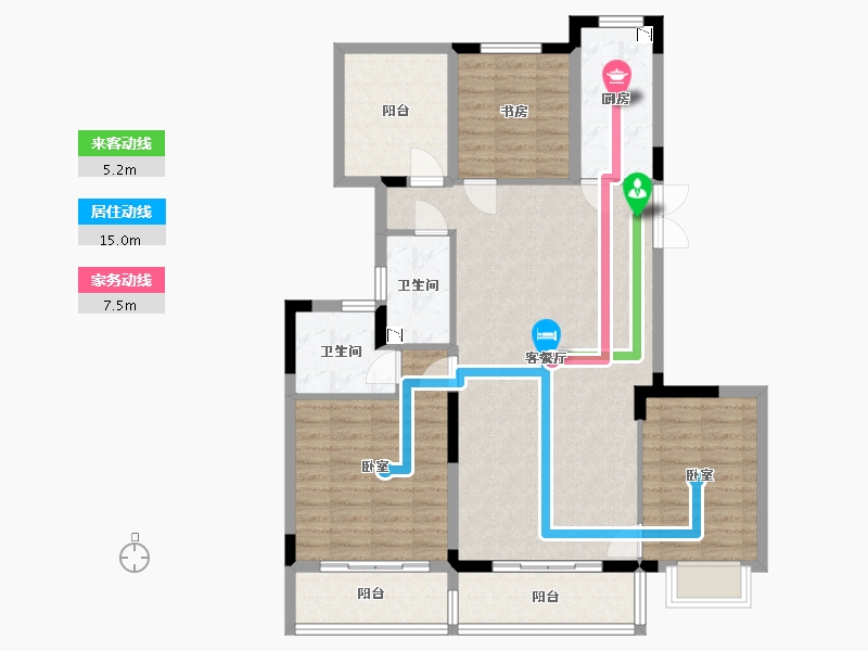 浙江省-湖州市-湖州恒大悦龙台-105.00-户型库-动静线