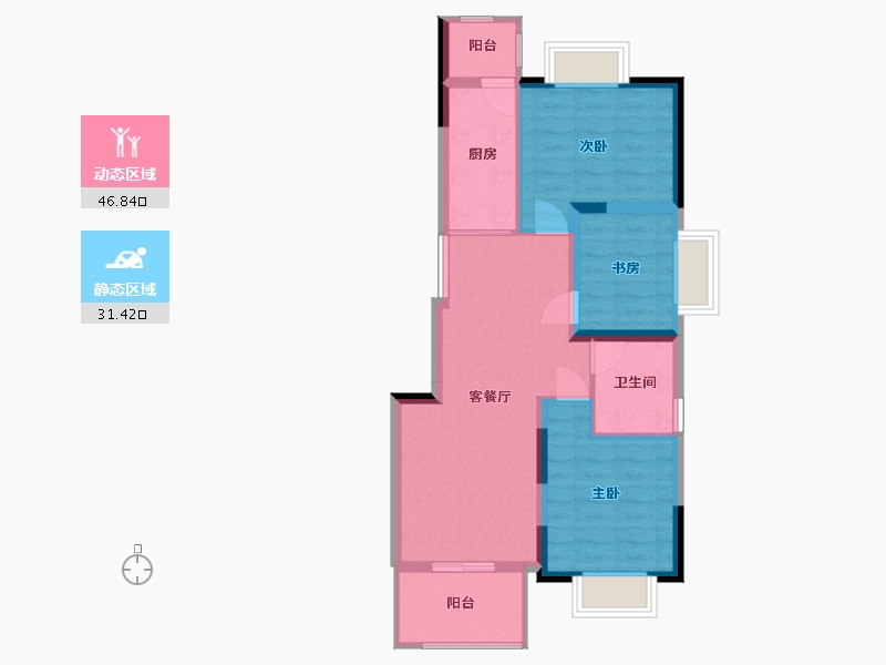 江苏省-南通市-首开紫宸江湾-70.00-户型库-动静分区