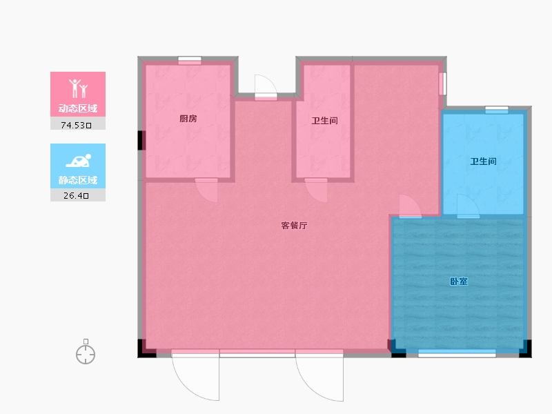 浙江省-宁波市-海风四季-94.00-户型库-动静分区