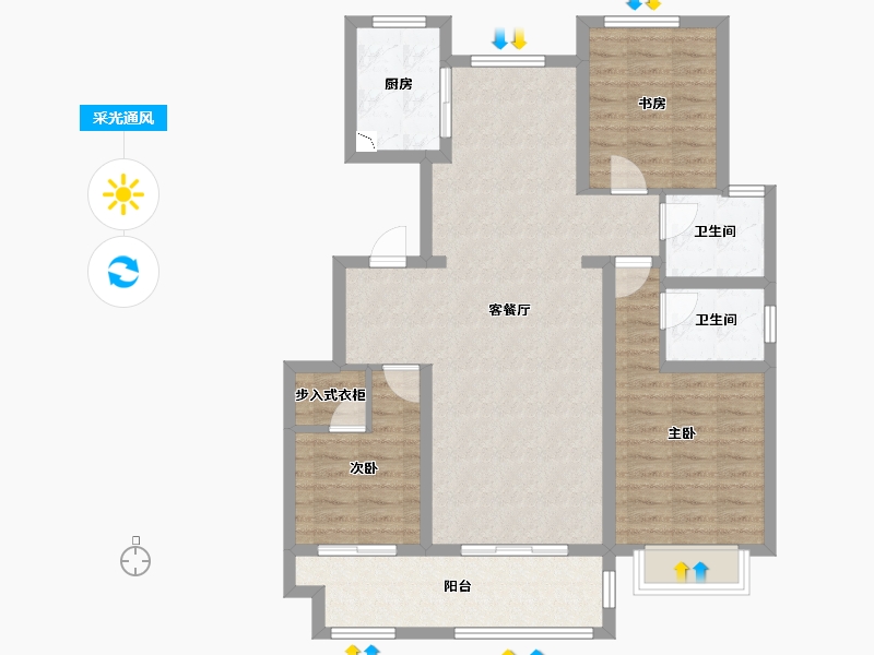 江苏省-徐州市-睢宁东城名郡-98.00-户型库-采光通风