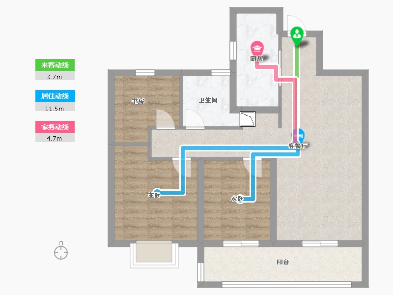 江苏省-南通市-融创·时代中心-74.00-户型库-动静线