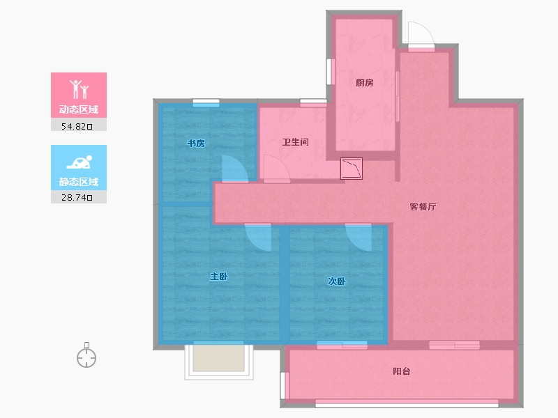 江苏省-南通市-融创·时代中心-74.00-户型库-动静分区