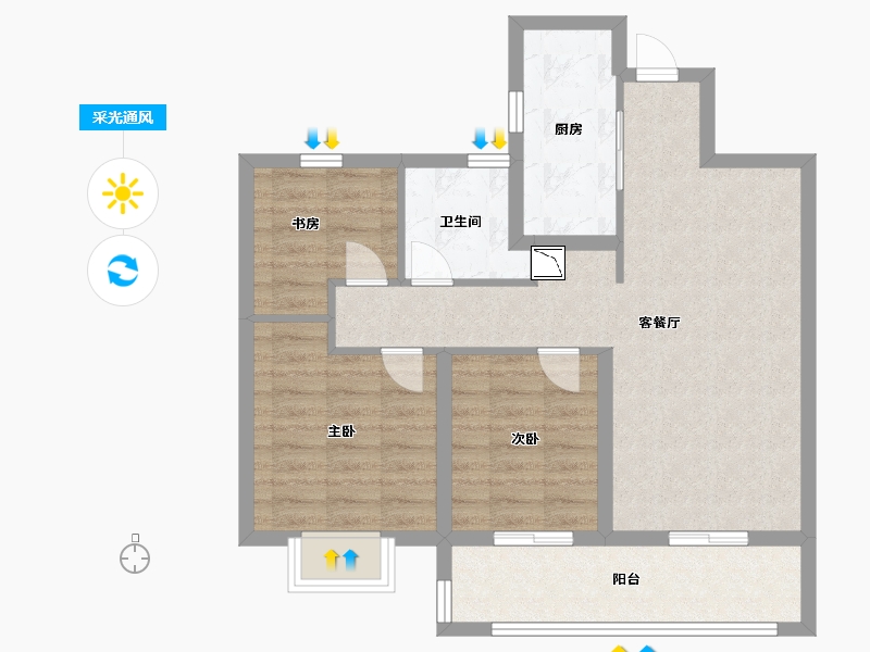 江苏省-南通市-融创·时代中心-74.00-户型库-采光通风