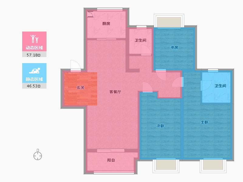 江苏省-淮安市-昌兴壹城-92.00-户型库-动静分区