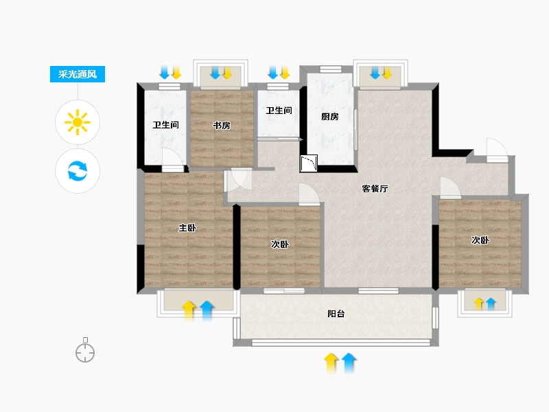 江苏省-南通市-碧桂园桃李江山-98.00-户型库-采光通风