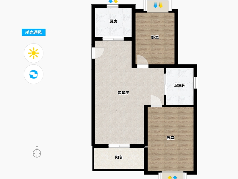 浙江省-嘉兴市-绿城·乌镇雅园-69.48-户型库-采光通风