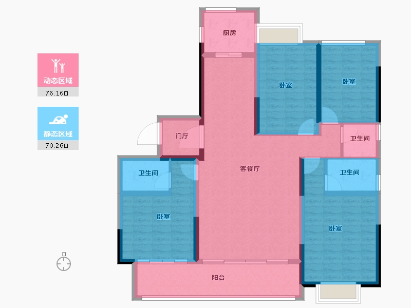 江苏省-泰州市-西子湖畔居-132.00-户型库-动静分区