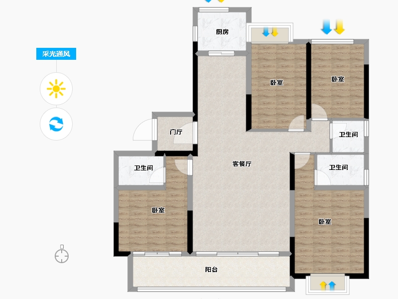 江苏省-泰州市-西子湖畔居-132.00-户型库-采光通风