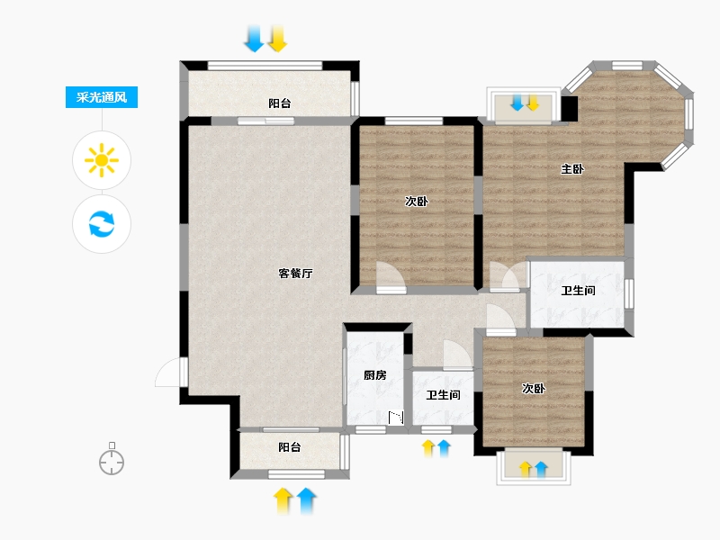 江苏省-淮安市-御景天成花苑-114.24-户型库-采光通风