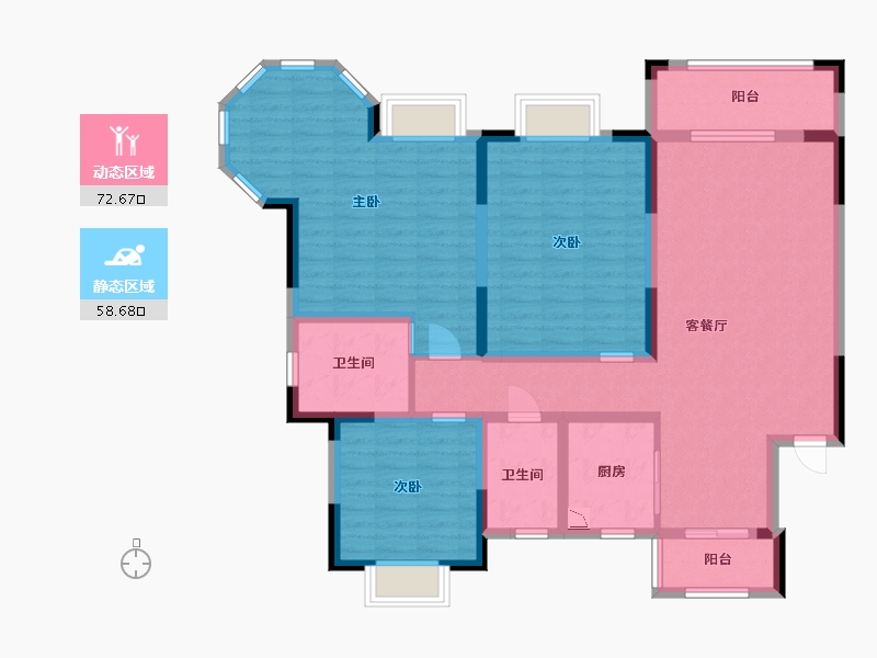 江苏省-淮安市-御景天成花苑-117.11-户型库-动静分区