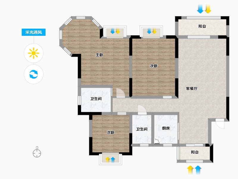 江苏省-淮安市-御景天成花苑-117.11-户型库-采光通风