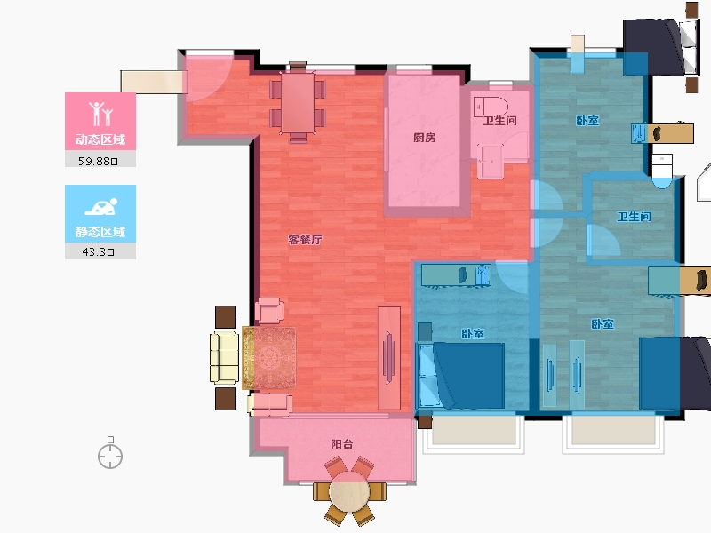 江苏省-盐城市-金科集美望湖公馆-92.78-户型库-动静分区