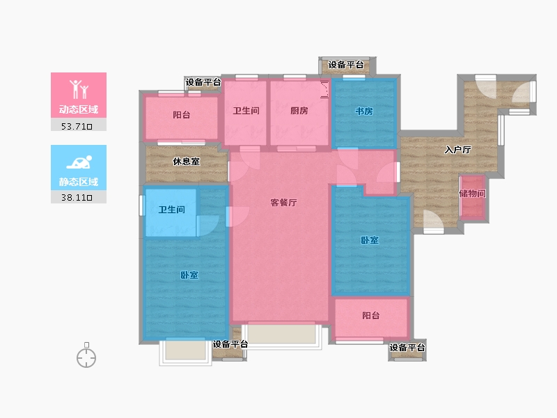 浙江省-宁波市-万科未来广场-102.17-户型库-动静分区