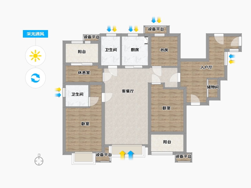 浙江省-宁波市-万科未来广场-102.17-户型库-采光通风