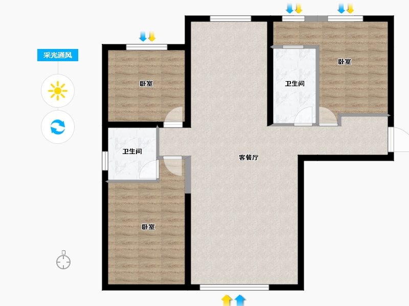 宁夏回族自治区-银川市-香榭丽舍花园-102.24-户型库-采光通风