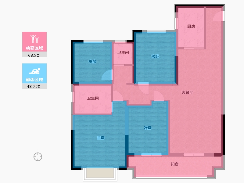 江苏省-淮安市-中梁·玖龙首府-104.00-户型库-动静分区