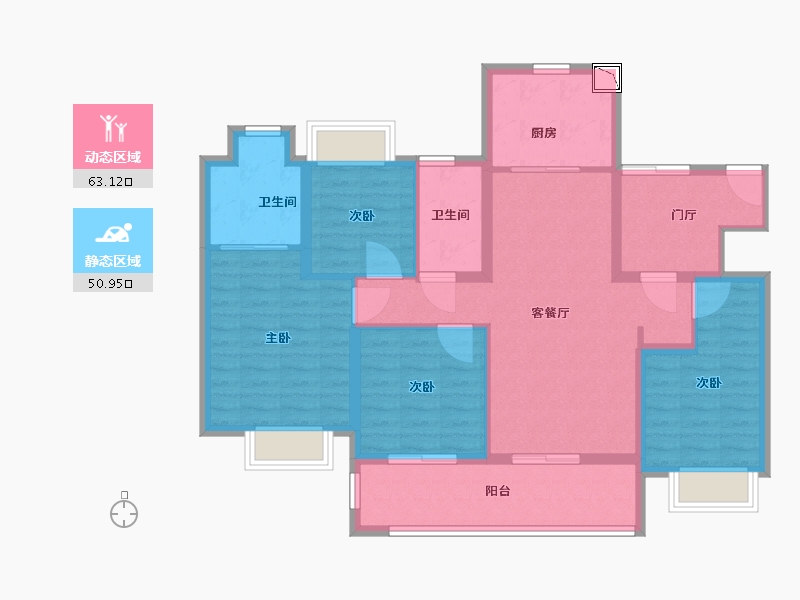 江苏省-南通市-融创·时代中心-102.00-户型库-动静分区