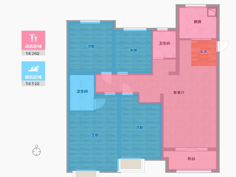 江苏省-淮安市-昌兴壹城-104.77-户型库-动静分区