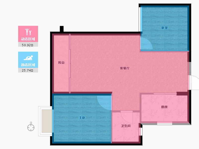 宁夏回族自治区-银川市-香榭丽舍花园-69.84-户型库-动静分区