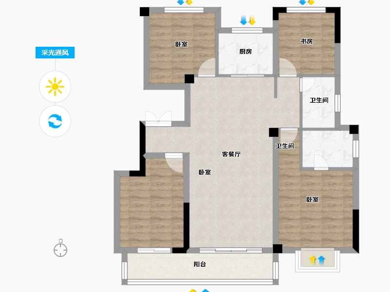 安徽省-淮南市-三巽·文华东郡-94.01-户型库-采光通风